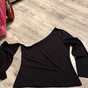 SHEIN Black One-Shoulder Blouse